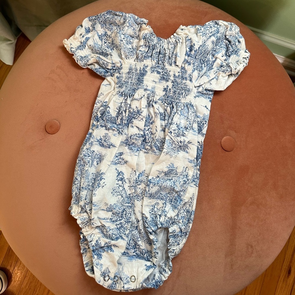 Chinoiserie Blue and White baby Onsie